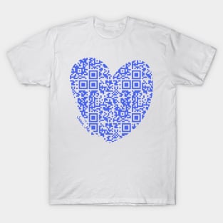 Purple Rick Astley Rickroll QR Code Heart Art T-Shirt